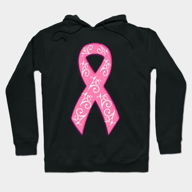 Breast Cancer Awareness Ribbon With Filigree Hoodie by m2inspiration